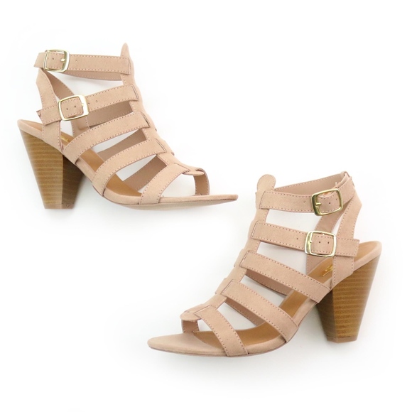 Qupid Chamber Taupe Nude Strappy 3.5 in Heels NEW! - Picture 2 of 8